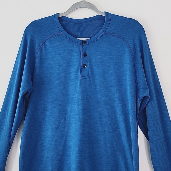 Lululemon Metal Vent Tech Long Sleeve Henley Blue L - Picture 2 of 9